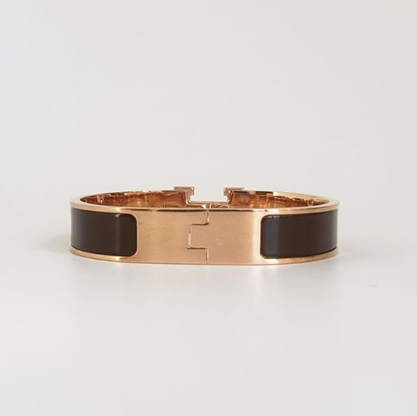 Классический дизайнерский браслет, стальной браслет, люксовый бренд, браслеты из розового золота 18 карат, женский браслет шириной 12 мм с бархатной сумкой