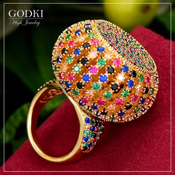 Обручальные кольца GODKI Модный маковый шарик, большое смелое массивное кольцо для женщин, кубический циркон, бусины на палец, очаровательные богемные пляжные украшения 230922