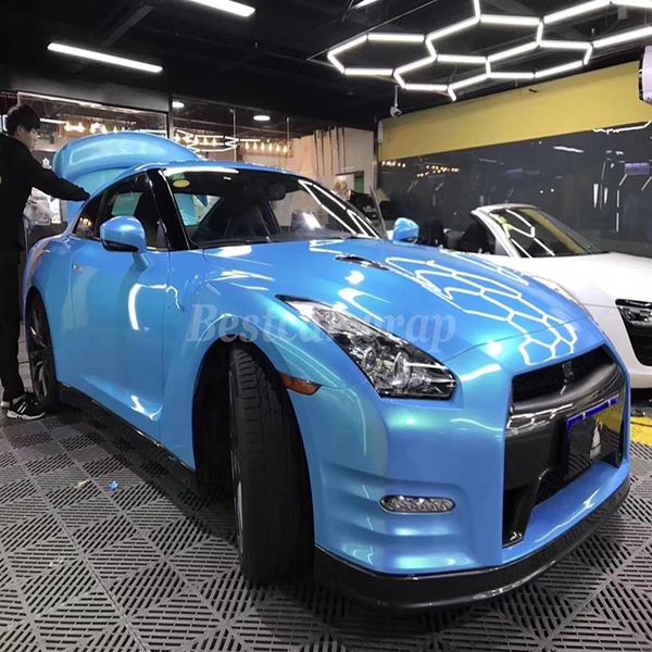 Envoltório de vinil coral azul brilhante, mudança de cor para todo o carro, cobertura com bolha de ar, como 3m, cola de baixa aderência, tamanho 1 52 2284q