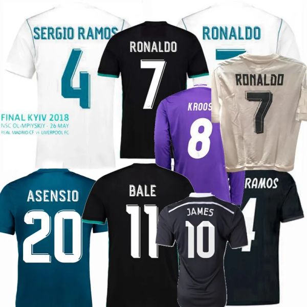 MADRIDS Retro clássico Real camisas de futebol 2013 2014 15 16 17 18 Benzema MARCELO NACHO CARVAJAL ASENSIO BALE SERGIO RAMOS Madrid Ronaldo casa fora 3ª camisa de futebol