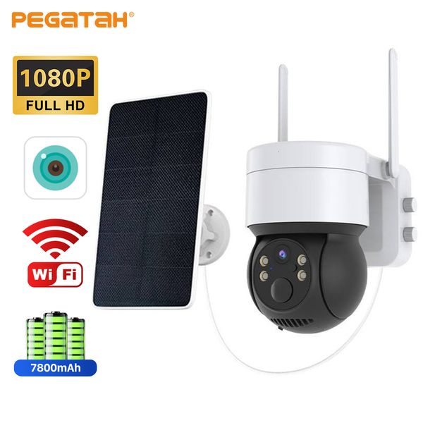 Telecamere IP PEGATAH WiFi Telecamera solare Esterna 1080P HD PTZ Videosorveglianza di sicurezza wireless con pannello di ricarica Batteria 230922