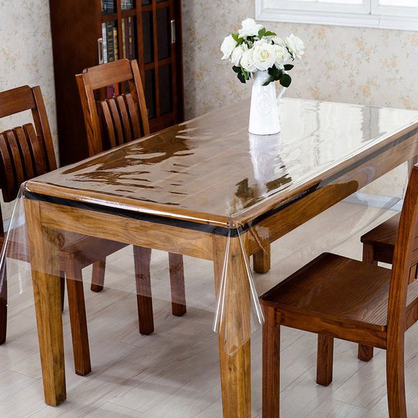 Toalha de mesa transparente quadrada redonda toalha de mesa pvc à prova d'água e à prova de óleo roupas de mesa de jantar de vidro macio protetor doméstico 230921