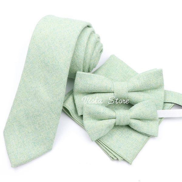 Gravatas Top 50% Lã Macia 7cm Gravata Bowtie Hankie Set Marrom Rosa Verde Sólido Manta Elegante Homens Crianças Festa de Casamento Cravat Acessório Presente 231013