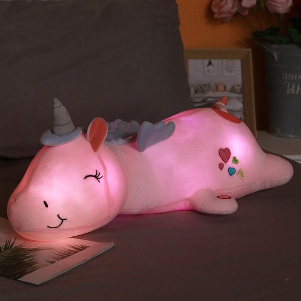 Plüschpuppen, 60 cm, leuchtendes Plüschkissen, LED-Einhorn, Plüschtier, weich gefüllte Einhorn-Tierpuppen, große Kissenpuppen, Jungen, Kinder, Geschenk 230922