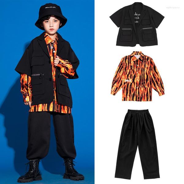 Bühnenkleidung 2023 Hip Hop Tanzkostüme für Kinder Jungen Lose Hemden Hiphop Outfits Jazz Performance Festival DQS8232