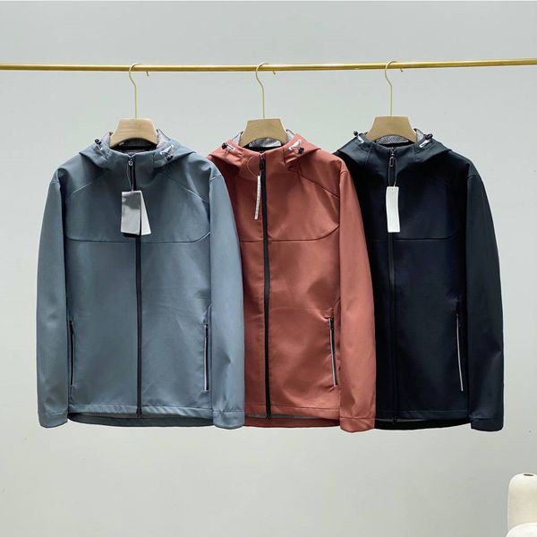 DESCENTE 3 Arrow Kapuzenjacken für Herren, wasserdichte Windjacken für den Herbst, winddichte Mäntel, Grau, Schwarz, Weinrot, Outdoor-Sportarten, Bergsteigen, Mäntel, Herren-DS-Outwears