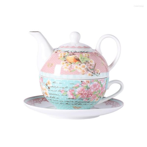 Set da tè Teiera per una teiera e tazza Set Bone China Donna Uomo Mamma Bambini Caffè