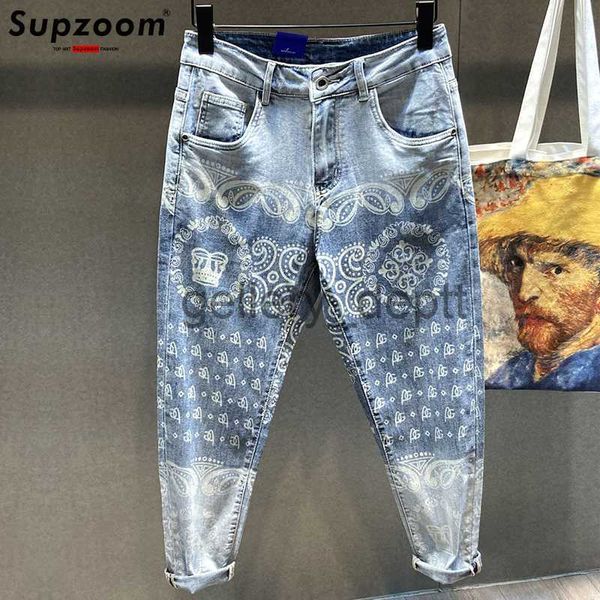 Erkek Kot Supzoom 2022 Yeni Varış Sıcak Satış Üst Moda Baskı Işık Jeans Erkekler Soyut Desen Gündelik Etnik Motifler Denim Four Seasons J230922