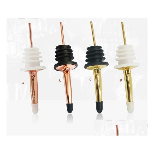 Bar ferramentas de aço inoxidável rosa ouro vinho azeite pourer dispensador bico garrafa de vidro vermelho rolha plug sn2758 gota entrega home gard dhgqu