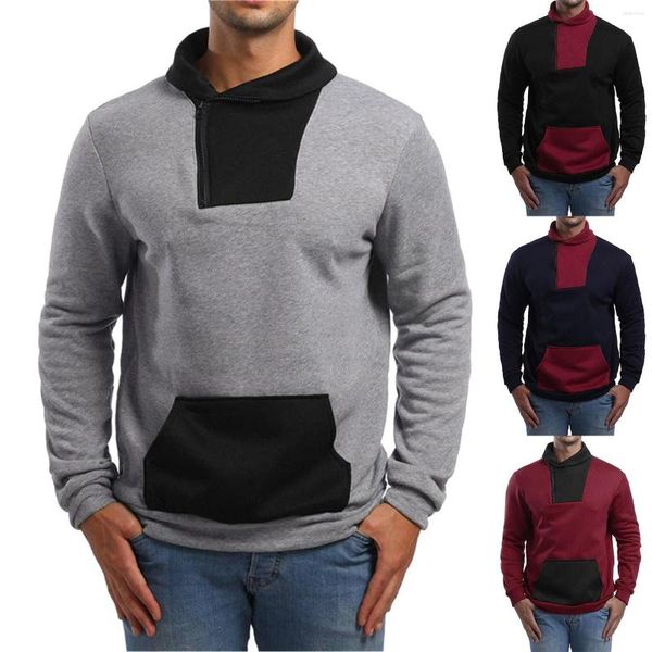 Herren-Kapuzenpullover, Western-Sweatshirt für Herren, modisch, Farbe, lässig, bequem, Sport, Trend, kapuzenloser Kapuzenpullover mit Reißverschluss