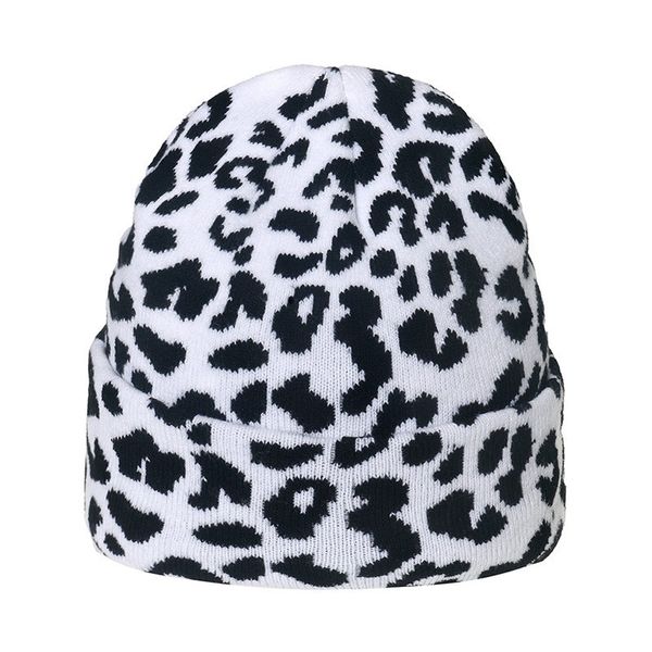 Gorro/bonés de crânio chapéus de inverno senhoras leopardo gorro chapéus moda lã inverno quente malha chapéus imprimir hip hop beanies boné gorros engrossar gorro q143