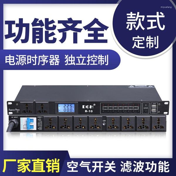 Microfoni DGH Professional Stage 8/10 Way Power Sequencer Socket Sequence Controller con display Air Switch B- 10