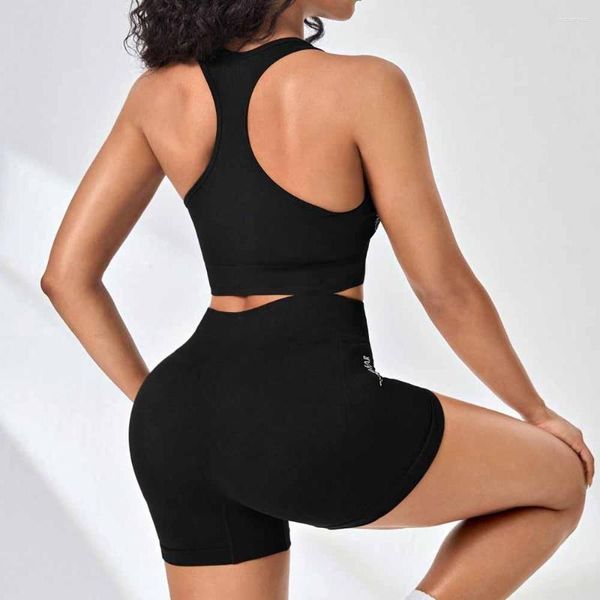 Aktive Sets Nahtlose Yoga Set Gym Anzüge Shorts Crop Top Sexy Bh Frauen 2 Stück Lauf Workout Outfit Fitness Kleidung