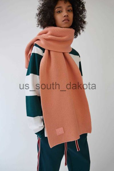 Lenços lenços nova lã misturada lenço de cor pura para mulheres no outono inverno moda rosto sorridente tricô casal quente g x0922