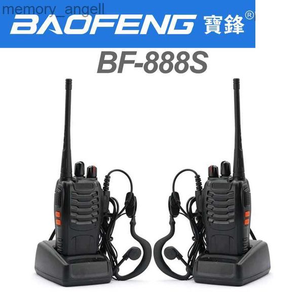 Walkie Talkie 2 unidades / lote BF-888S baofeng walkie talkie 888s UHF 400-470MHz 16 canais rádio bidirecional portátil com fone de ouvido bf888s transceptor HKD230922