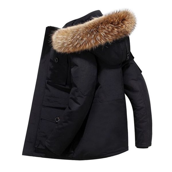 Мужские пуховые парки, зимние пальто на 30 градусов, мужская куртка из 90% белой утки с большим меховым воротником, теплая утолщенная снежная куртка, мужское камуфляжное пальто 230922