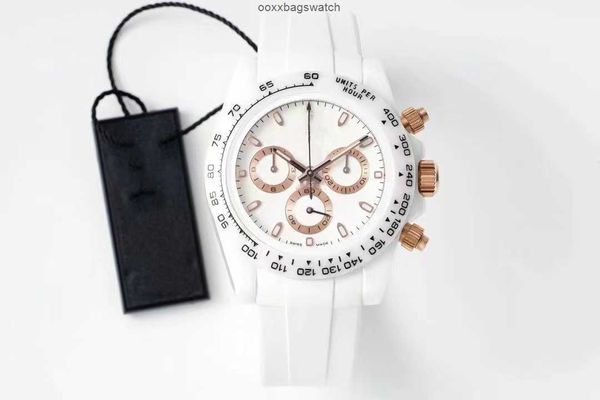 Luxus Rolaxs Armbanduhren 5G Fabrik V11 Deluxe Luxus ETA Uhr Herren Weißes Keramikgehäuse Lünette Saphir Automatik Chronograph 4130 Wasserdicht mit Box Seriennummer HBD5