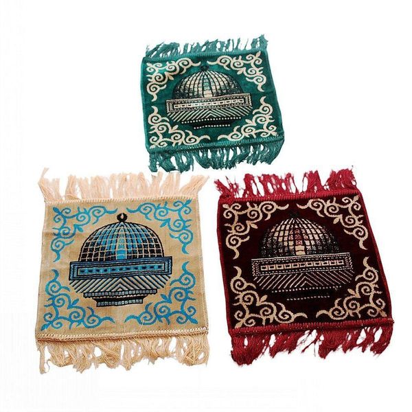 Teppich 35 cm x 35 cm kleiner tragbarer Gebetsteppich kniend Poly-Matte für muslimische Islam-Stickdecke 230721 Drop-Lieferung Hausgarten Dh0Bf
