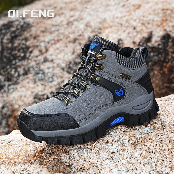 Sapatos de vestido ao ar livre trekking outono inverno homens impermeáveis caminhadas botas de montanha couro genuíno floresta caça tático 230921