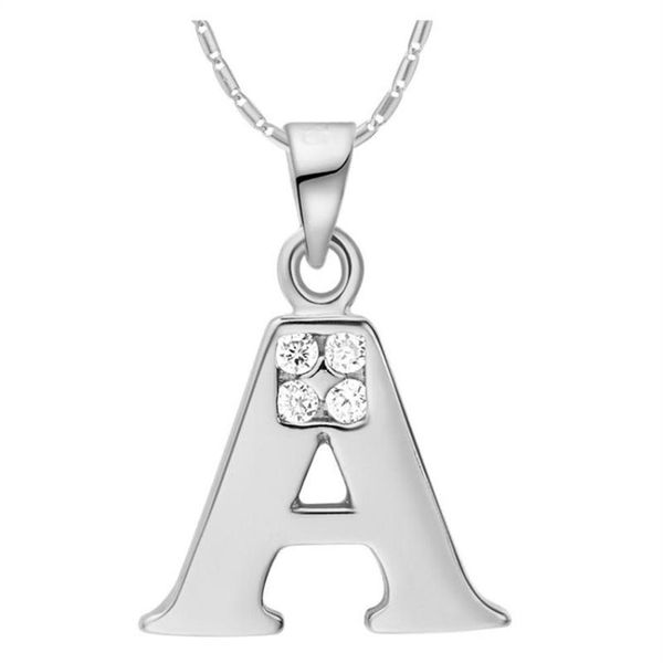 Mode Englisch Brief Halskette Anhänger Alphabet Buchstaben A-R Kristall Weiß Gold Freundschaft Liebhaber Weihnachten Geschenke Necklaces303Z