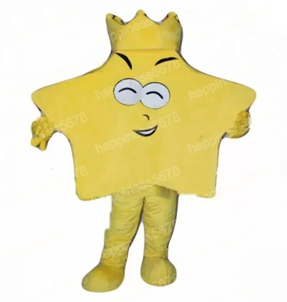 Desempenho amarelo rei estrela mascote trajes personagem dos desenhos animados terno terno carnaval adultos tamanho halloween festa de natal carnaval vestido ternos