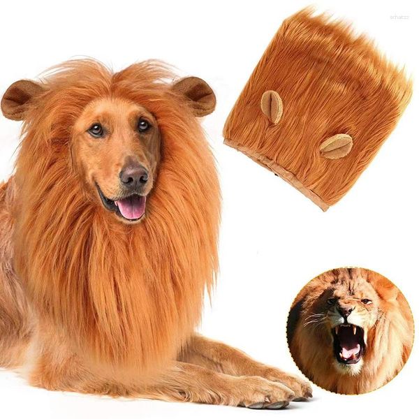 Abbigliamento per cani Parrucca calda invernale per animali domestici Cute Lion Mane Vestiti Cosplay per cani Parrucche per feste per gatti Cappello Costume Accessori giocattolo