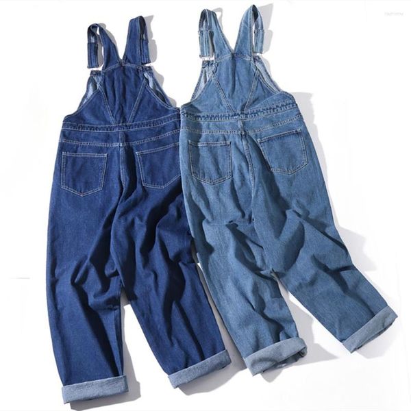 Jeans masculinos moda macacão denim suspensórios homens mulheres calças de trabalho calças de carga babadores soltos macacões casuais streetwear roupas