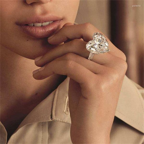 Cluster Rings Choucong Lovers Order Cring Heart Cut 12 мм Sona CZ 925 Серебряное обручальное обручальное зареги