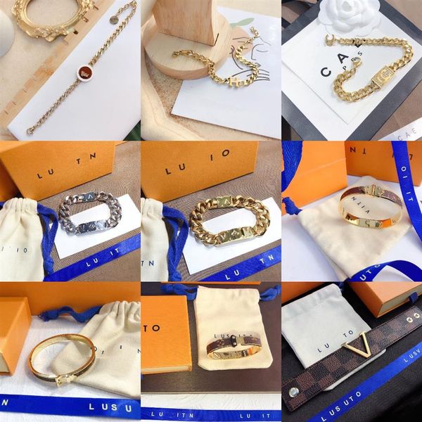 Pulseira de designer de moda 18k banhado a ouro corrente 925 pulseiras de prata feminina sênior carta multi cor pulseira luxo jóias238l