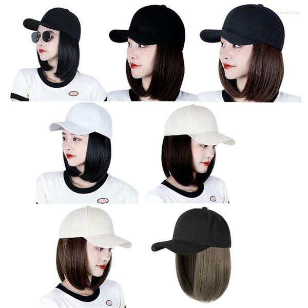 Бейсбольная кепка, женская кепка с наращиванием волос для прямого короткого боба, Прямая поставка