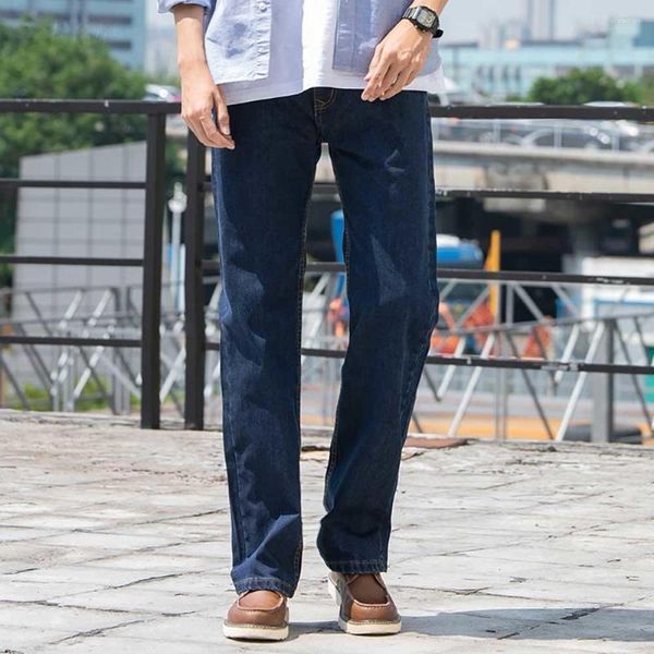 Jeans masculinos 4 temporada em linha reta denim casual solto calças largas streetwear plus size calças roupas de alta qualidade