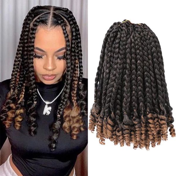 Cabelo Humano Bulks Dansama Curto Caixa De Crochê Tranças Com Final Encaracolado Pré Esticado 10 Polegadas Omber Bob Caixa Trança Cabelo De Crochê Para Mulheres Crianças 230921