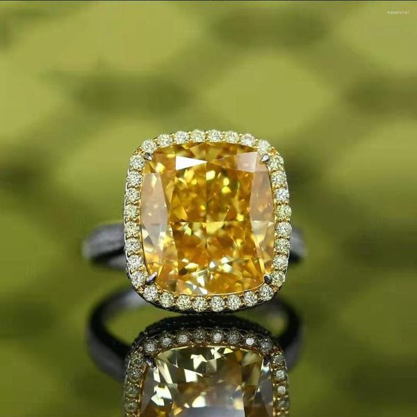 Anéis de cluster vintage topázio diamante anel 925 prata esterlina festa de casamento banda para mulheres homens promessa noivado jóias presente de aniversário