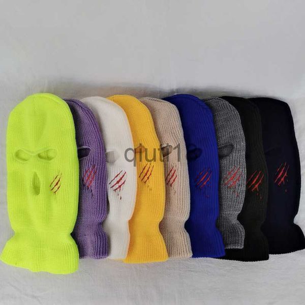 Beanie / Skull Caps Halloween Chapéus de malha Personalizado Inverno Balaclava Máscara Personalizada 3 Buracos Bordado Rosa Neon Ski Chapéu X0922