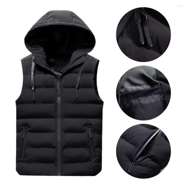 Gilet da uomo Gilet da lavoro maschile Tinta unita Mantieni caldo Cappotto senza maniche con cerniera antivento stile coreano