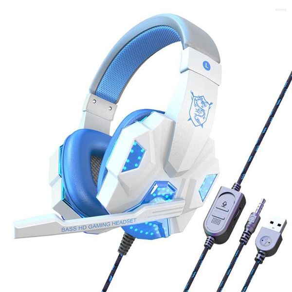 Cuffie da gioco stereo Cuffie da gioco per computer con bassi profondi Auricolari con microfono a luce LED con cancellazione del rumore per PC portatile