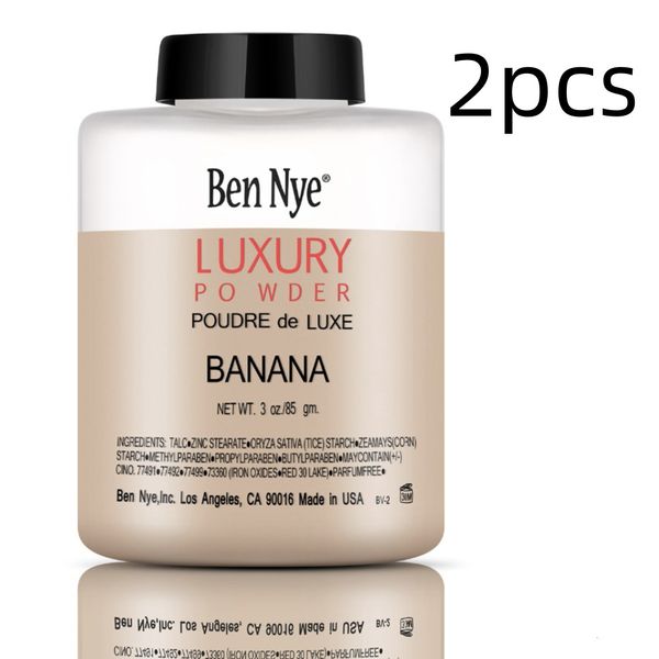 Pó facial 2pc maquiagem pó luxo banana pó solto 85g cosméticos ajuste solto corretivo pó iluminar rosto gota navio maquiagem pó 230921