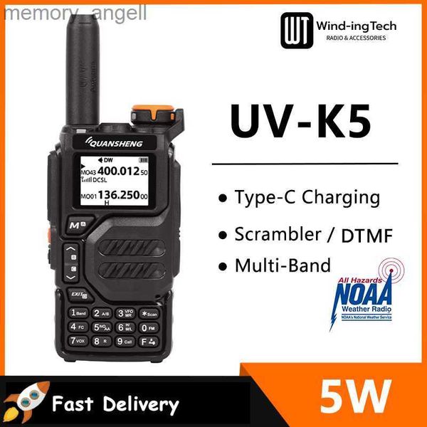 Walkie Talkie Quansheng UV-K5 Walkie Talkie 50-600MHz 200Ch 5W Rádio bidirecional NOAA Rádio FM UHF VHF Scrambler /DTMF Cópia de frequência sem fio HKD230922