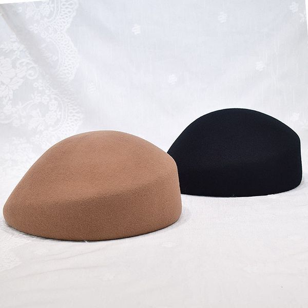 Berretti Berretto stile francese Cappello Uomo Donna Feltro di lana Fascinators Cappello Base scaldino Berretti invernali Cappello Cammello nero Cappello da chiesa per feste 230922