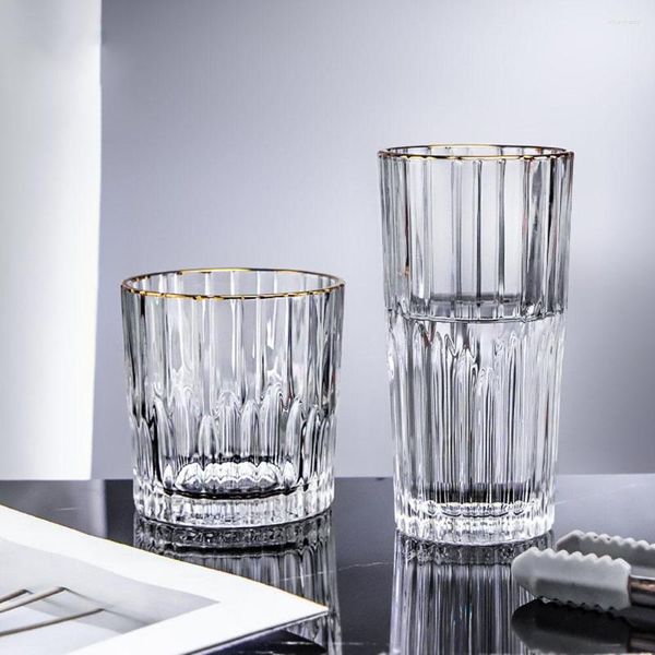 Weingläser im japanischen Stil, Ripple-Whiskyglas, vertikale Linien, Kaffeetasse, 280/295 ml, Party-Bar, transparenter Bierkrug, zum Trinken von Saft