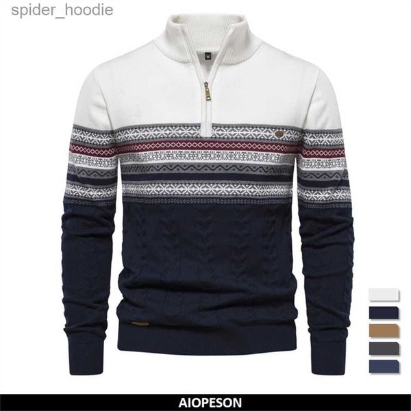 Männer Pullover 2023 Neue Herbst Hohe Qualität Zipper Puller Männer Warme Winter Baumwolle Pullover für Männer Ethnische Muster Casual herren Pullover L230922