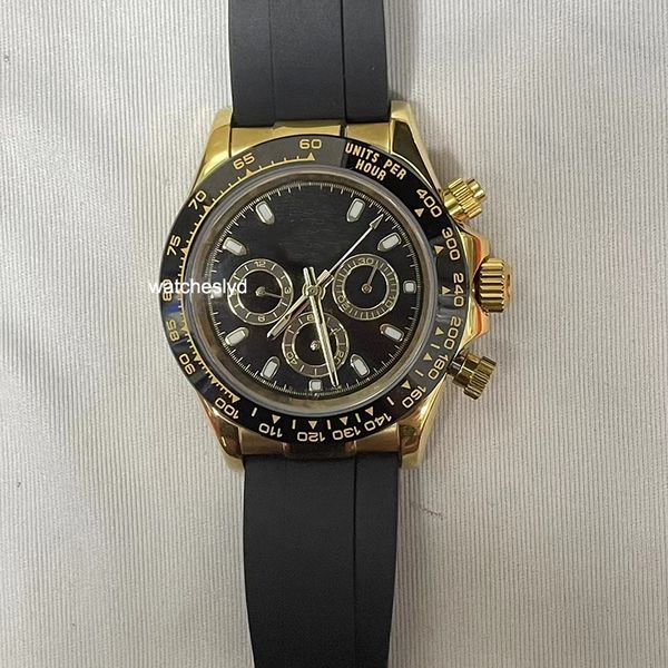 Relógios de ouro amarelo Orologio Rubber Band Homens Mecânico Automático Designer Montre de Luxe 2813 Movimento Relógio de Pulso Luxuoso Mens Automatic Panda Watch Designer