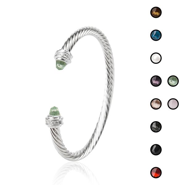2024 Novo modelo pulseira cor prata manguito pulseira torcida colar branco banhado a ouro pulseira de designer preto ônix zircônia pulseira de luxo para mulheres judias