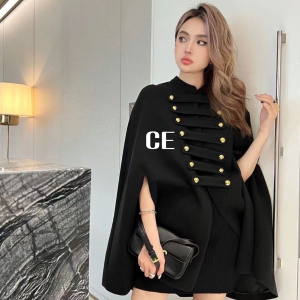 Designer Womens Cape Boutique Trench Coat Jaquetas Francesas Mangas Compridas Inverno Roupas Manto Casacos Temperamento Outerwear Xale Natal Plus Size Sobretudo