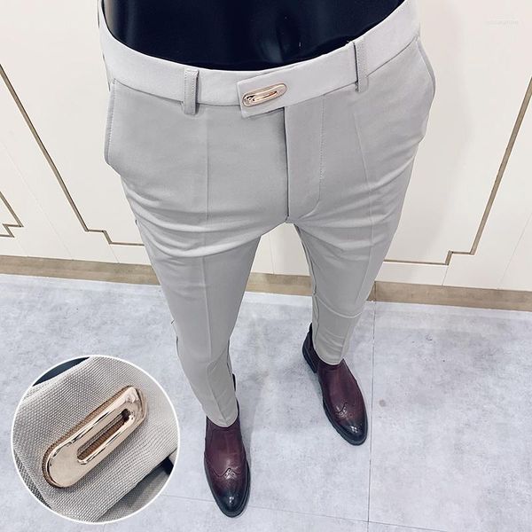 Ternos masculinos Primavera 2024 Negócios formais Casual Pants Coreano Slim Office Trabalho Male Banquetes Clube