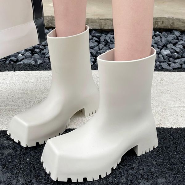 Stiefel Neue 2023 Rainboots Frauen Slip-On Ankle Mode Plattform Kurze Schuhe Rutschfeste Wasserdicht für Regen Booties 230922