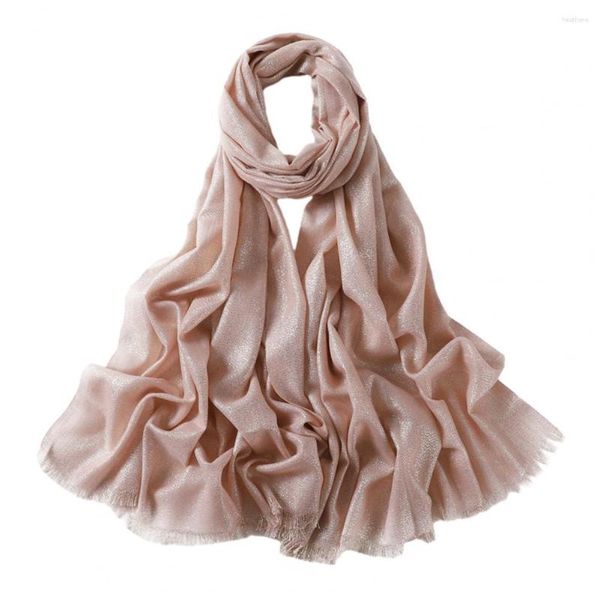 Lenços Lightweightscarf Mulheres Lenço Elegante Mulheres Brilhantes Borla Longa À Prova de Vento Lavável Senhora Xaile Um Lenço Retro com Sólido