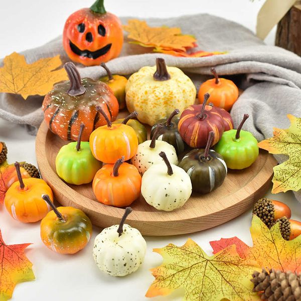 Decorazioni natalizie Halloween Mini zucca artificiale Simulazione Verdura Frutta Ringraziamento Forniture per feste Raccolto Decorazione domestica R230922