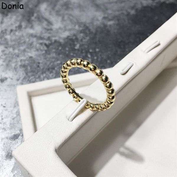 Donia Jewelry Anello di lusso Moda europea e americana Lucido Tondo Perlina Rame Micro-intarsiato Zircone Regalo di design327k