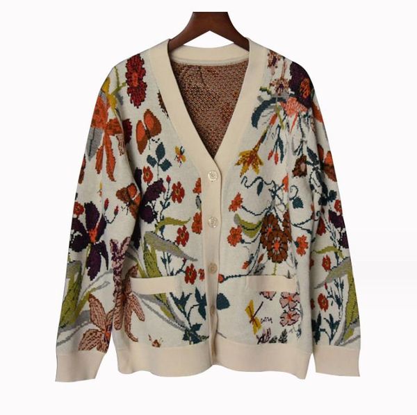 913 2023 Herfst Runway Trui Lange Mouw V-hals Vest Flora Print Fashion Casual Vrouwen Kleding Lanlig